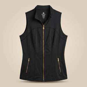 Uncia Active Black Full-Zip Performance Vest with Gold Hardware